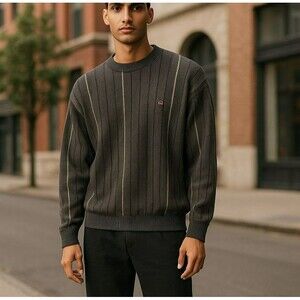 Vintage Ralph Lauren Chaps Mens XXL Gray Long Sleeve Cotton Sweater Shirt